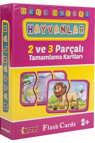 Dıy Toy Okul Öncesi Hayvanlar 2 ve 3 Parçalı Tamamlama Kartları