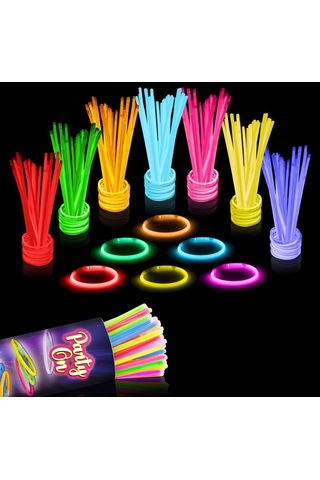 Neon Glow Stick Işıklı Fosfor Çubuk Işıklı Bileklik 200 Adet Işıklı Kolye Işıklı Çubuk Neon Işık Çok Renkli