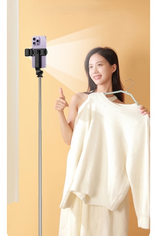 Işıklı Telefon Tripod Bluetooth Kumandalı Video Çekim Selfie Tripod Standı Telefon Tutucu