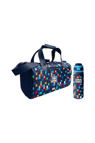 Coral High Lacivert Çok Renli Geometrik Desenler Erkek Çocuk Spor Çantası Ve 800 Ml Çelik Matara Seti 27550