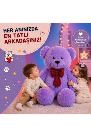 Özgüner Oyuncak 100 Cm Dev Pelüş Ayı, Papyonlu Ve Sevimli Büyük Boy Ayıcık, Yumuşak Sarılmalık Peluş, Sevgiliye Hediye 000 Açık Krem