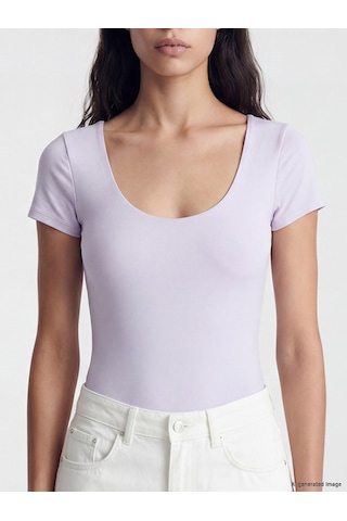 Lcw Vision Lila U Yaka Kadın Çıtçıtlı Body
