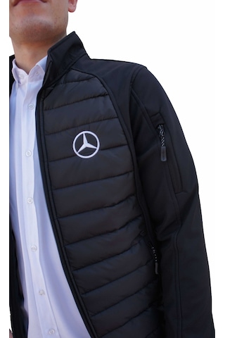 Uniprom Erkek Mercedes Mont Softshell-Ray Desen Likralı Siyah 5 Cepli Siyah