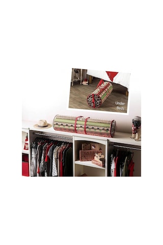 Padalink Pvc Noel Paket Kağıdı Depolama Çantası - Şeffaf, Taşınabilir, 40 İnç, Kollü Ve Zipli, Büyük Kapasiteli Kırmızı