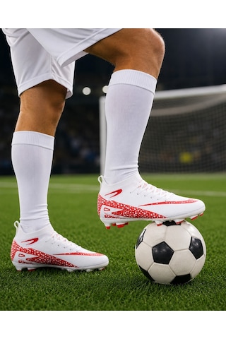 Minibonito Çoraplı Krampon Futbol Ayakkabı Beyaz/kırmızı