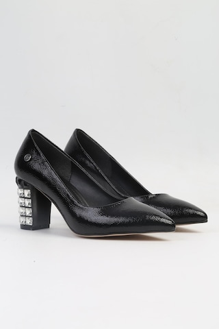 Pierre Cardin Pc-51201 - 3478 Siyah Kırışık - Kadın Topuklu Ayakkabı 001