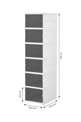 Coverest 6 Katlı Katlanabilir Organizer, Çok Amaçlı Ayakkabılık, Taşınabilir Portatif, 25.5 X 34.5 X 105 Cm Beyaz Açık Ceviz