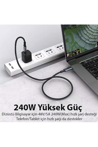 8k Görüntü Aktarım Destekli Ultra Hızlı Type-c Hasır Kablo 40gbps Apple Uyumlu MacBook Pro Air Mini İçin