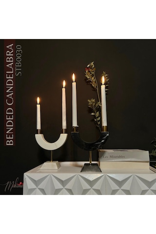Mermer Mumluklar 2'li Set, Ev Dekorasyonu İçin Modern Dekoratif