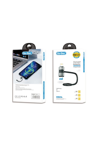 Go-des Gd-ct068 Lightning To Type-c Data Ve Hızlı Şarj Adaptörü Siyah