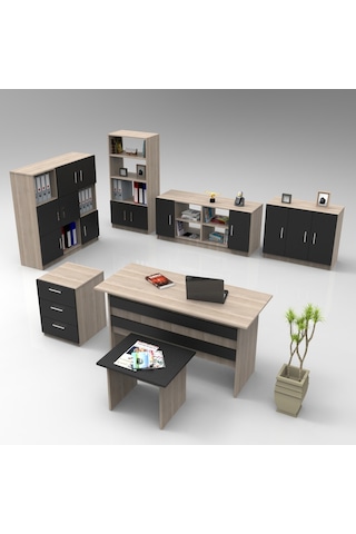 Robinhome Robin Home Verona Abcdefg Ofis Büro Masa Takımı Meşe-Siyah