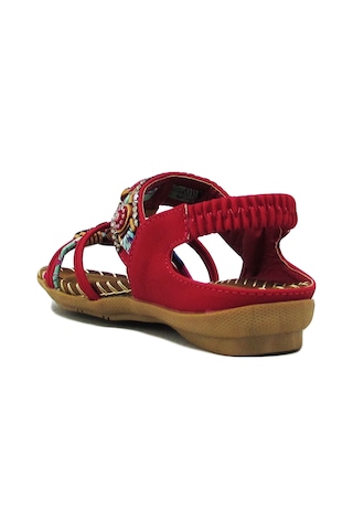 GUJA BLG22Y154-3 KIRMIZI KIZ ÇOCUK ARKADAN LASTİKLİ TAŞLI SANDALE Kırmızı