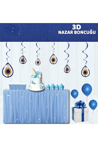 3d Tavan Süs Nazar Boncuğu Mavi