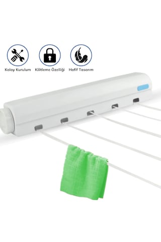 Lunaev Pratik Portatif Yeni Nesil Çek As Kolay Askılık 4 İpli Askılık 50cm
