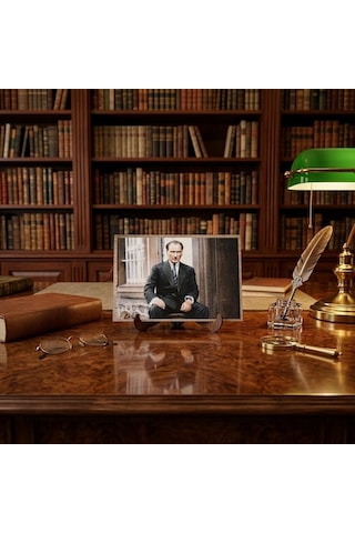 Atatürk Masaüstü Ahşap Tablo - Kabartmalı Baskı Şık Hediyelik 16x11 Cm No 1 3 Parça