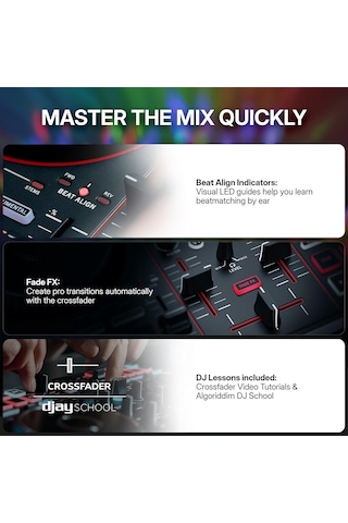 Tr Party Mix Iıı Dahili Işıklı Bluetooth Dj Controller 2 Deck, 16 Pad, Stems Kontrolü, Beat Assist, Smart Fader,