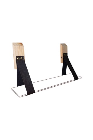 Doğal Ahşap Duvar Deri Kemerli Raf Ayağı 2li Set Raf dahil değil