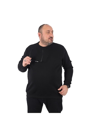 Moc Grande Mocgrande Büyük Beden Sweatshirt V Design 22742 Sıyah Siyah