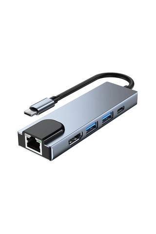Type-c Hub Ethernet Hdmi Usb Aktarım Hızı Usb C Hub 5 İn 1 Usb Çoğaltıcı Hub C Rj45+ 4k Hdmı Uyumlu + 2 Usb + 87w