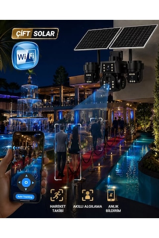 V380 Pro Maro Wifi 12MP Üç Kameralı UltraHD Güneş Enerjili Akıllı Güvenlik Kamerası - 12MP ürün