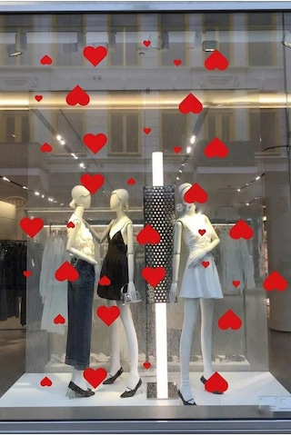 50 Adet Kırmızı Kalp - Sevgililer Günü Cam Vitrin Duvar Süsleme Sticker Çok Renkli