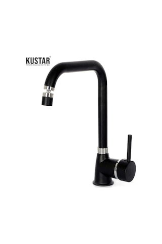 Kustar Varna Siyah Oynar Başlıklı Aç-Kapa Mutfak Eviye Bataryası