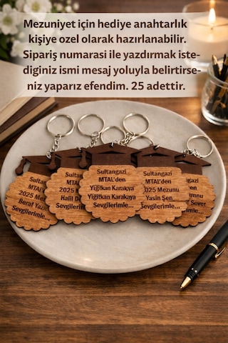 Mezuniyet Anahtarlık Kişiye Özel Şık Ve Tasarım 25 Adettir No1081