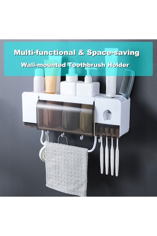 Geeksen "diş Fırçası Askısı Çok Amaçlı Otomatik Macun Sıkma Havlu Ve Bardak Askılı Banyo Organizer" Diğer