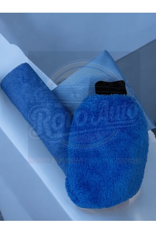 Roro Auto Alpler Mavi Mikrofiber Oto Temizlik Seti Araç Kurulama Havlusu Cam Bezi Yıkama Eldiveni