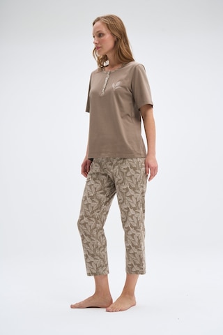 Relax Mode Kadın Bej Kapri Pijama Takımı- 2054r