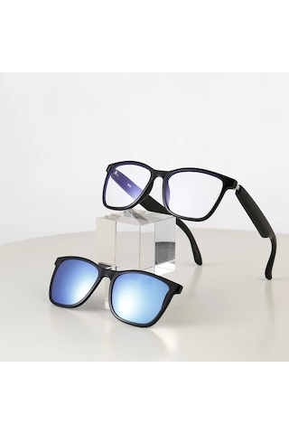 Honeybeeshop Astral Mavi Klipsli Akıllı Gözlük Sesli Arama Hıfı Ses Uv Koruyucu Cam Mikrofon Hoparlör Uzaktan Kumandalı Kamera