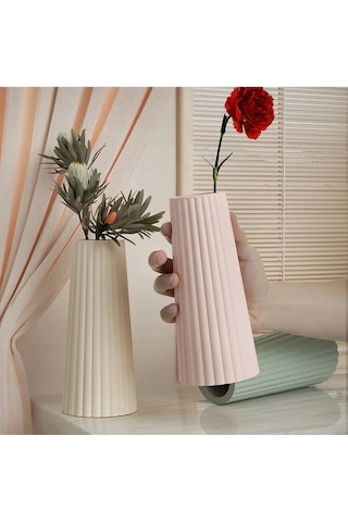 Beyaz Iskandinav Vazo 20cm Çok Renkli
