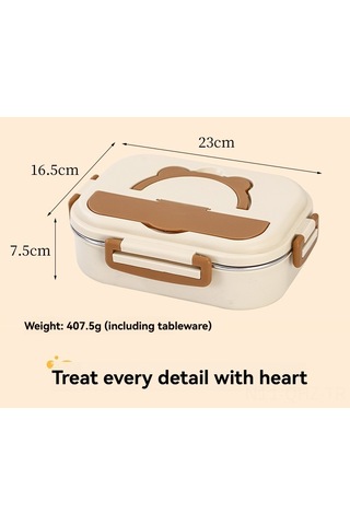 Aubyhe 316 Tıbbi Kalite Paslanmaz Çelik Isı Saklama Bento Kutusu Öğrencilere Ve Ofis Çalışanlarına Uygun 2 Bölmeli Yemek Kutusu Kaşık Ve Çatal İçerir Sarı