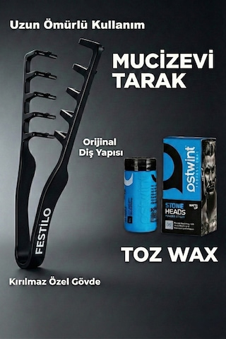 Mucizevi Tarak Toz Wax Seti 2 'li Hacim Veren Sabitleyen Set