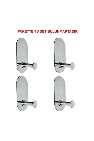 Thincal Kendinden Yapışkanlı Askılık Tekli Oval Krom 4 Lü Paket Diğer