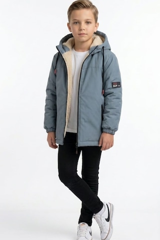 Pina Kids Erkek Çocuk Çıkarılabilir Kapüşonlu Kürklü Oversize Kışlık Mont Km4050 Mint