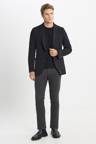 Ac&co Erkek Sıyah Slim Fit Dar Kesim Kırlangıç Yaka Desenli Torba Cepli Ceket Siyah