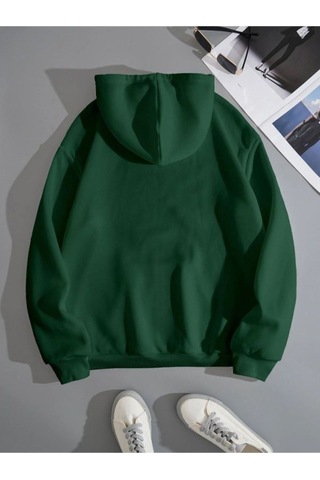 San Diego California Sweatshirt - Nefti Yeşil Baskılı Oversize Kışlık Kalın Kapüşonlu Nefti Yeşil