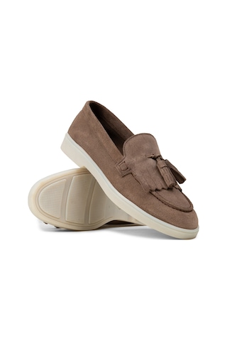 Deery Kadın Hakiki Süet Vizon Renk Püsküllü Loafer - 02042zvznc01