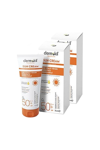 Dermokil Sun Cream Çok Yönlü Yüksek Koruyucu Güneş Kremi SPF50+ 2 x 75 ML
