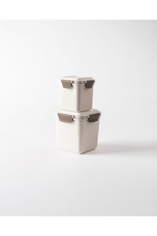 Madame Coco Granada 2'li Derin Kare Saklama Kabı - Soft Ekru - 700+1400 Ml 8684427336038 Çok Renkli