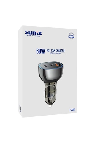 Sunix 68w Çift Pd Ve Usb Girişli Hızlı Araç Şarj Başlığı C-600
