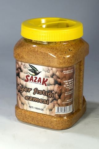 Sazak Şekersiz %100 Doğal Katkısız Fıstık Parçacıklı Fıstık Ezmesi 1 KG