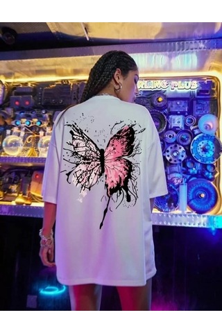 Veraura Lifestyle Unisex Baskılı Oversize T-shirt - Beyaz