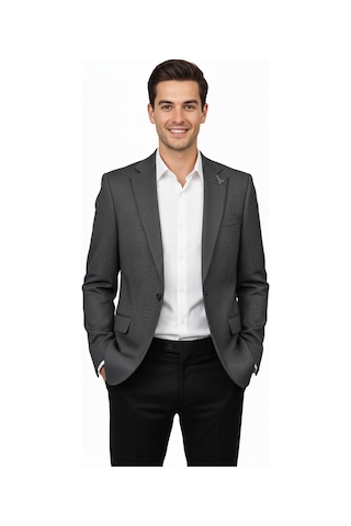 Erkek Tek Spor Ceket Çift Yırtmaçlı Bgl-st04982 Füme