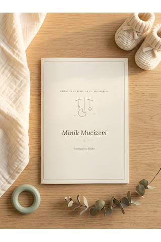 Minik Mucizem Yenidoğan Hediye Seti Bebek Anı Defteri + Elektrikli Bebek Tırnak Törpüsü 5 Başlıklı, Hamilelik Ve İlk Yıl Günlüğü, Baby Shower Hediyesi Bej
