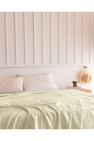 Mathilda King Size %100 Pamuk Karde Düz Pike - Mint Yeşili 8684427199206 Yeşil