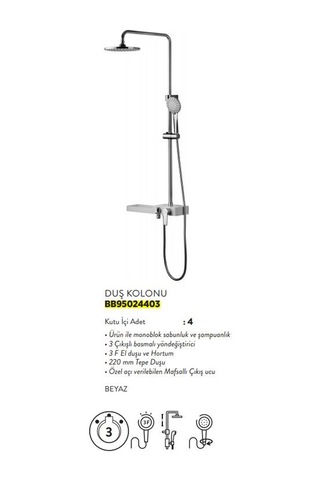 Comfort Rain Sistemleri Duş Kolonu - Beyaz Diğer
