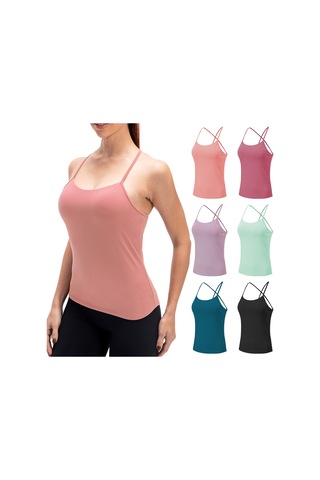 Kosona Kadınlar İçin Meşe Kırmızısı Yoga Spor Vücut Şekli Belirten Tayt - Çıkarılabilir Büst Pad Ve Kaymaz Arka Çapraz Askılı Kırmızı