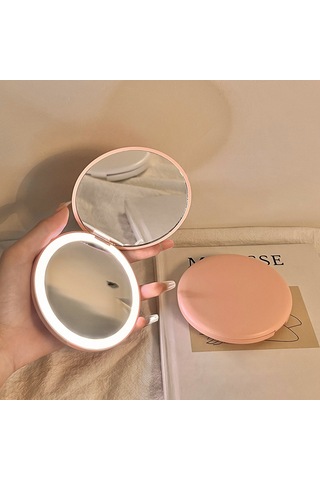 Aurora Makyaj Aynasıtanın Taşını Bilin Ki Kücük Ayna Lambaledli Makyaj Aynasıcebi Mini El Tipi Aydınlandır Katlan Yvaraylakna Pembe